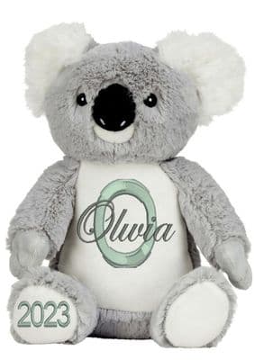 Personalised Koala Teddy - Printed Tummy & Feet