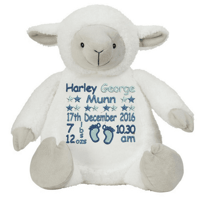 Personalised Lamb Teddy - Baby Design