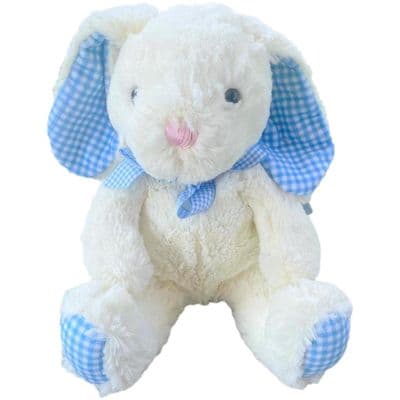 Personalised Large Bunny Rabbit Cream/Blue