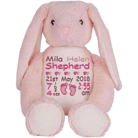 Personalised Pink Bunny - Custom New Baby Bear | Personalised Bears