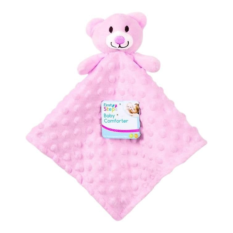 Personalised Pink Comfort Blanket Teddy Bear Blankie Personalised Bears