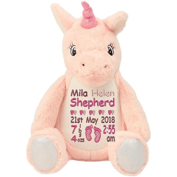 Personalised Pink Unicorn Teddy Bear  - Unique Plush Custom Toy Gift | Personalised Bears
