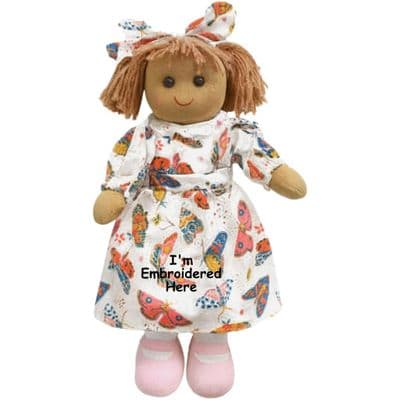 Personalised  Rag Doll  -  Butterfly Dress