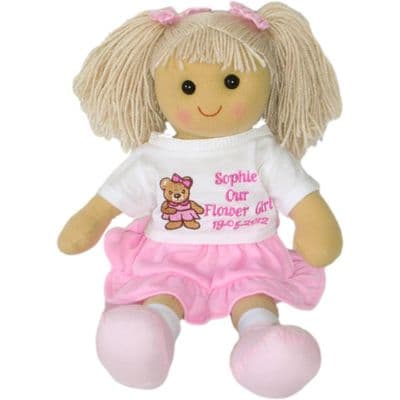 Personalised Rag Doll Lily - Bridesmaid, Flower Girl Favour