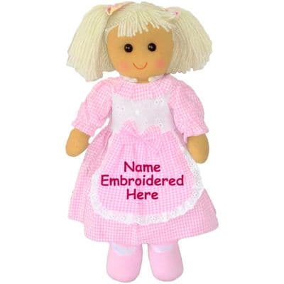 Personalised Rag Doll Pink Gingham Dress