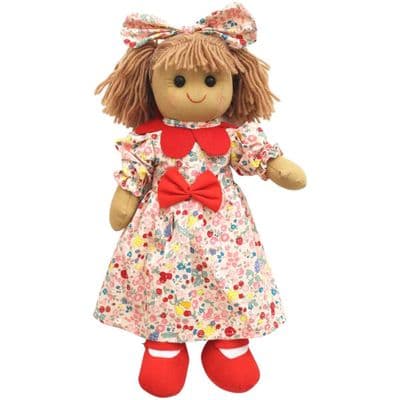 Personalised  Rag Doll  -  Printed Dress, Petal Collar