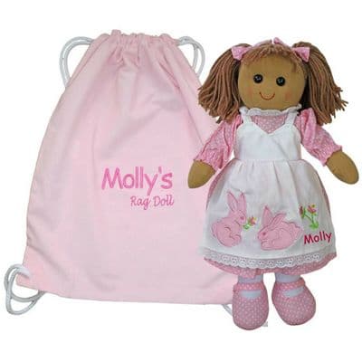Personalised Rag Doll Rabbit Dress & Bag