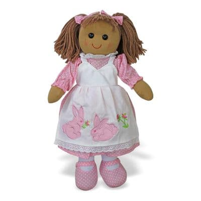 Personalised Rag Doll - Rabbit Dress - Birthday, Christening, Flower Girl Gift