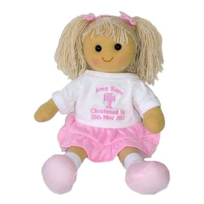 Personalised Rag Doll Ruby - Christening, Baptism, First Holy Communion