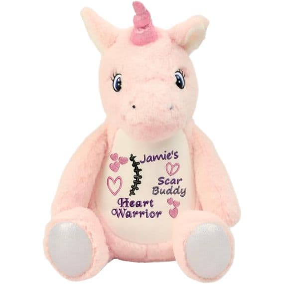 Personalised Scar Buddy Pink Unicorn - CHD Bears  | Personalised Bears