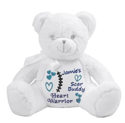 Personalised Scar Buddy White Teddy