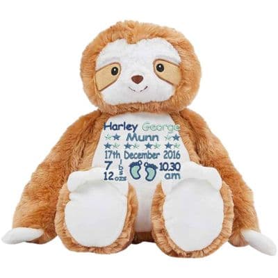 Personalised Sloth Teddy - Baby Design