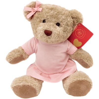 Personalised  Traditional Teddy Bear Birthday, Christening, Flower Girl Gift - Pale Pink Outfit