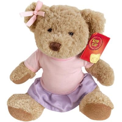 Personalised  Traditional Teddy Bear Birthday, Christening, Flower Girl Gift - Pale Pink Top / Lilac