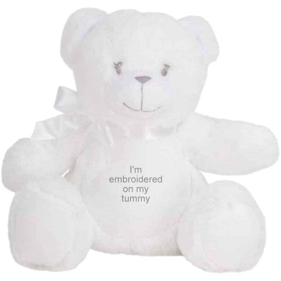Personalised White Teddy - Christening Teddy Bear - Birthday Bear | Personalised Bears