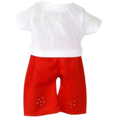 Personalised White Teddy Bear Top + Red  Leggings