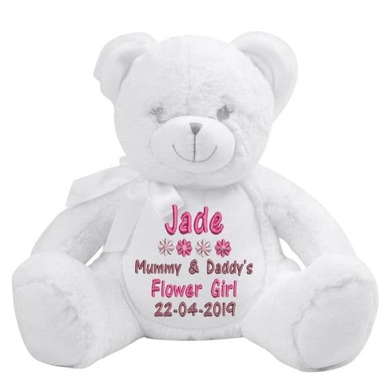 Personalised Flower Girl Teddy - Bridesmaid Bear - Pageboy Bear - Personalised Bears