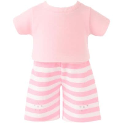 Teddy Bear Clothes Pink Top & Pink stripe Leggings