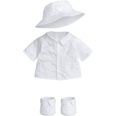 Teddy Bear Clothes White Rain Coat, Hat & Boots