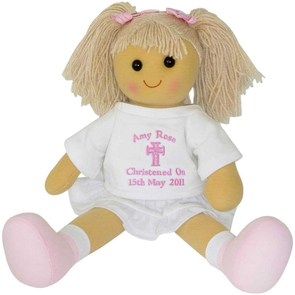 Personalised christening rag dolls Handmade personalised christening rag dolls with embroidered name and date