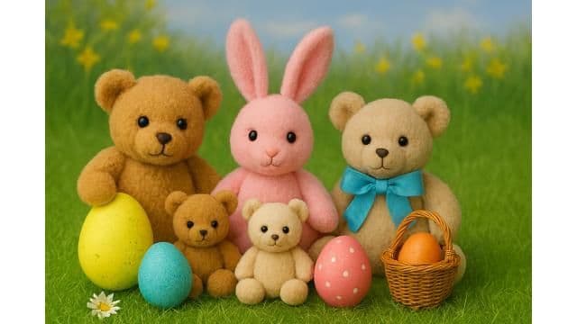 Personalised Easter Teddy Bears Personalised easter plush teddy gift for children embroidered with message.