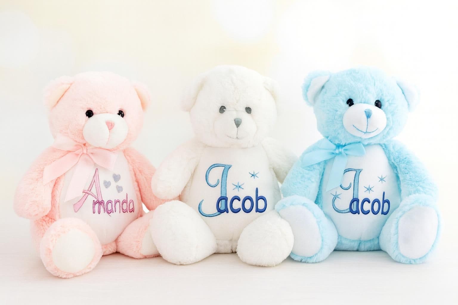 Personalised name Zippie bears – embroidered soft toys for birthdays and special occasions