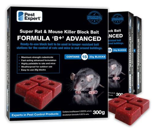 Pest Expert Formula 'B' Rat Poison Bait Blocks 900g (45 blocks)