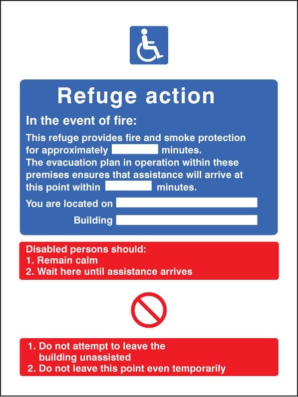 11430E Refuge action Rigid Plastic 200x150mm Safety Sign