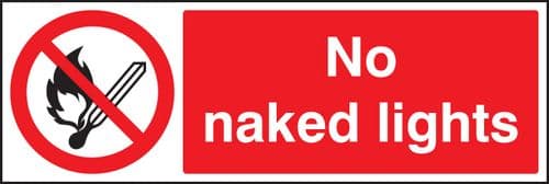 13005M No naked lights Rigid Plastic (600x200mm) Safety Sign