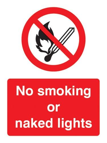 13006K No smoking or naked lights Rigid Plastic (400x300mm) Safety Sign