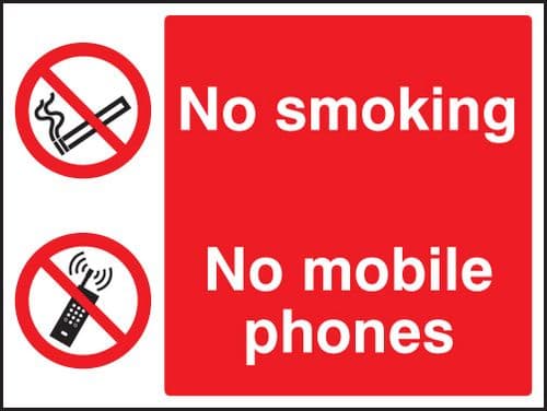 13013K No smoking- no mobile phones Rigid Plastic (400x300mm) Safety Sign