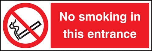 13023G No smoking in this entrance Rigid Plastic (300x100mm) Safety Sign