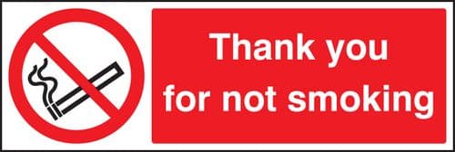13024G Please do not smoke- thank you Rigid Plastic (300x100mm) Safety Sign