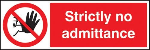 13203M Strictly no admittance Rigid Plastic (600x200mm) Safety Sign