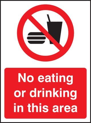 13232K No eating or drinking in this area Rigid Plastic (400x300mm) Safety Sign