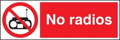 13237G No radios Rigid Plastic (300x100mm) Safety Sign