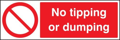 13601M No tipping or dumping Rigid Plastic (600x200mm) Safety Sign