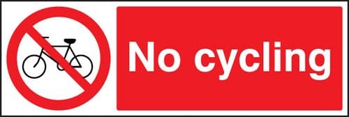 13606M No cycling Rigid Plastic (600x200mm) Safety Sign