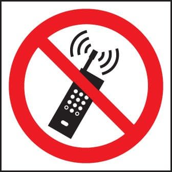 13613N No mobile phones (symbol) Rigid Plastic (400x400mm) Safety Sign