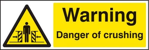 13666G Warning Danger of crushing Rigid Plastic (300x100mm) Safety Sign