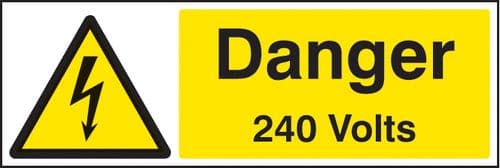 14001M Danger 240 volts Rigid Plastic (600x200mm) Safety Sign