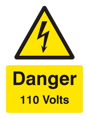 14002E Danger 110 volts Rigid Plastic (200x150mm) Safety Sign