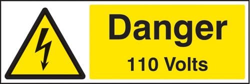 14002G Danger 110 volts Rigid Plastic (300x100mm) Safety Sign