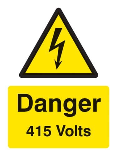14003K Danger 415 volts Rigid Plastic (400x300mm) Safety Sign
