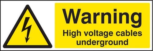 14008M Warning high voltage cables underground Rigid Plastic (600x200mm) Safety Sign