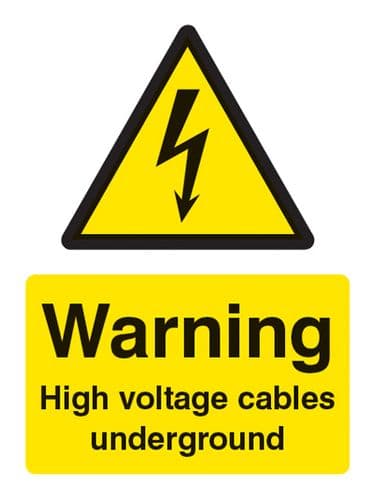 14008P Warning high voltage cables underground Rigid Plastic (600x400mm) Safety Sign