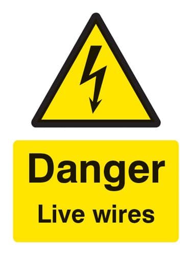 14010E Danger live wires Rigid Plastic (200x150mm) Safety Sign