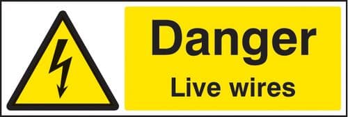 14010M Danger live wires Rigid Plastic (600x200mm) Safety Sign