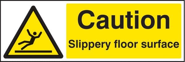 14213G Caution slippery floor surface Rigid Plastic (300x100mm) Safety Sign