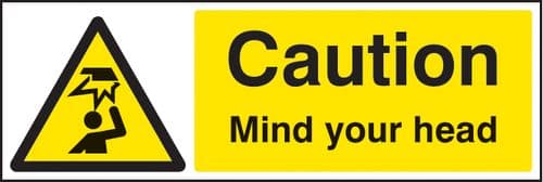 14216G Caution mind your head Rigid Plastic (300x100mm) Safety Sign